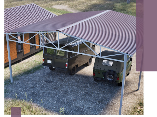 Двускатные навесы под ключ в Уссурийске — изготовление и монтаж